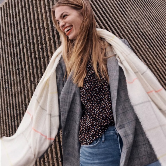 NWT Madewell Gauzy Plaid Scarf - Picture 2 of 8